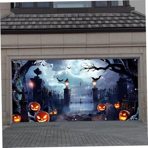 Décorations de porte de garage Jack-O-Lantern et toile Halloween - 5