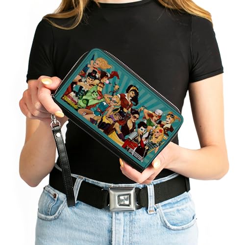 Buckle-Down DC Comics Wallet, Zip Around, DC COMICS BOMBSHELLS Group Pose and Rays Blues, Vegan Leather4