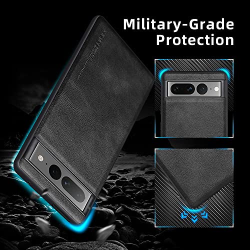 Image of X-level Google Pixel 7 Pro Case 5G Ultra-Thin Slim Premium PU Leather Elegant Soft TPU Bumper Shockproof Protective Cases Phone Cover for Google Pixel 7 Pro 2022(Black)