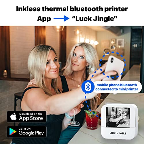 Mhoow Sticker Printer Machine - Mini Bluetooth Inkless Thermal Photo Printer Compatible With Android Ios For Instantly Print Fun, Retro-Style Photos, Mini Life Assistant, Good Gift (W) #TOP1