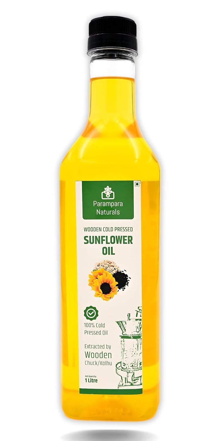Parampara Naturals Sunflower Oil Wood Pressed, Cold Pressed Sunflower Oil Pure & Natural & Unrefined, No Preservatives & Chemicals Kolhu/Kacchi Ghani Sunflower Seeds Oil 1000ml (B0D925N8PT) Amazon Price History, Amazon Price Tracker