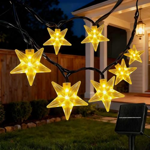 Solar Star Oudoor Lights 100 LED Solar String Lights Outdoor Waterproof 55FT Warm White Twinkle Lights with 8 Modes for Garden Patio Camping Wedding