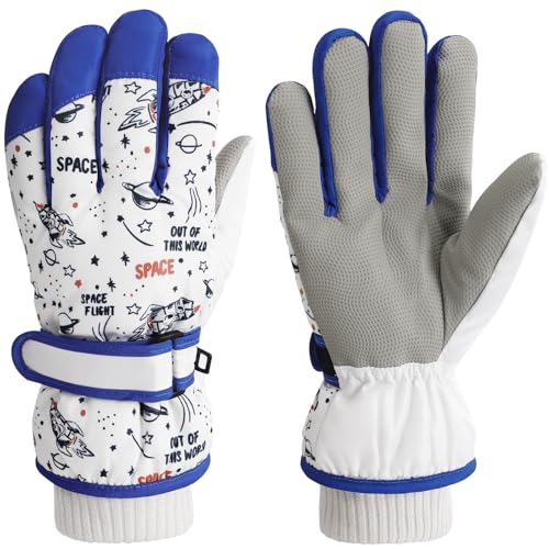 Kids Winter Snow Ski Gloves for Boys Girls Children, Snowboard Waterproof Outdoor Warm Fleece Gloves for Cold Weather