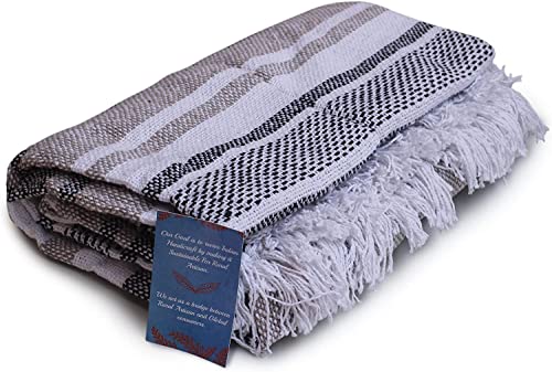 Multi Diamond Überwurfdecke für Couch - Bauernhaus beige Überwurfdecke mit dunkelhellbraunen Streifen - Fransen dekorative weiche Baumwolldecke mit Fransen - Überwurf für Bett, Sofa, Stuhl, Outdoor Cover