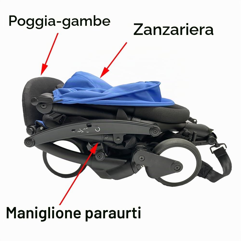 Set di accessori per passeggino compatibile con passeggini Babyzen YOYO2 e YOYO3, barra di protezione per passeggino, prolunga da 15 cm e copertura antipioggia