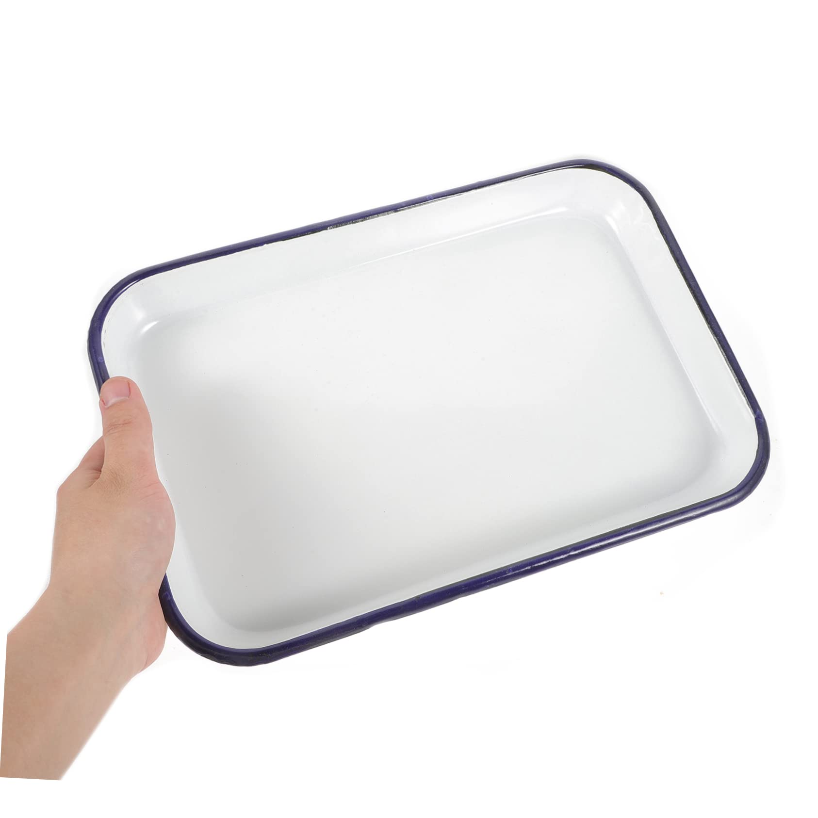 Bandeja Resistente al Desgaste para Hornear Rectangular de Esmalte y Ligera para Verduras al Horno y Uso en Refrigerador