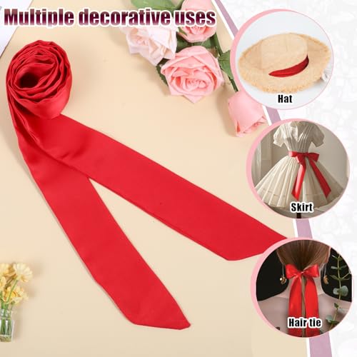 Image of Lusofie Tie for Women Self Tie Satin Ribbon Bow Tie Wide Folding Bowties Accessory for School Uniforms Cosplay Wedding Party