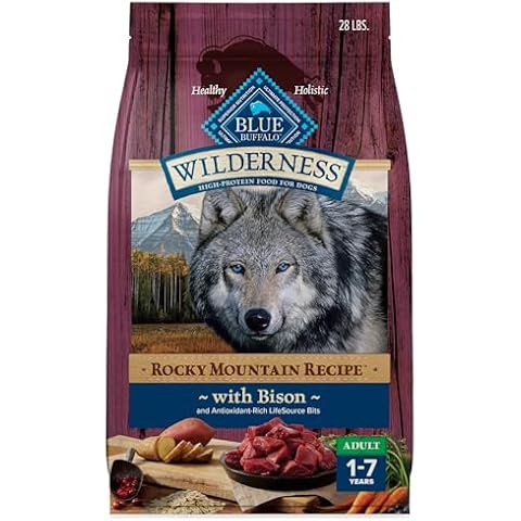 Blue Buffalo Wilderness Rocky Mountain Recipe High Protein Natural Adult Dry Dog Food, Bison with Grain 28 lb Bag Cover