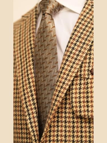 Men's Houndstooth Sports Blazer Tweed Norfolk Jacket Slim Casual Single Breasted Jackets Vintage British Groom Coat4