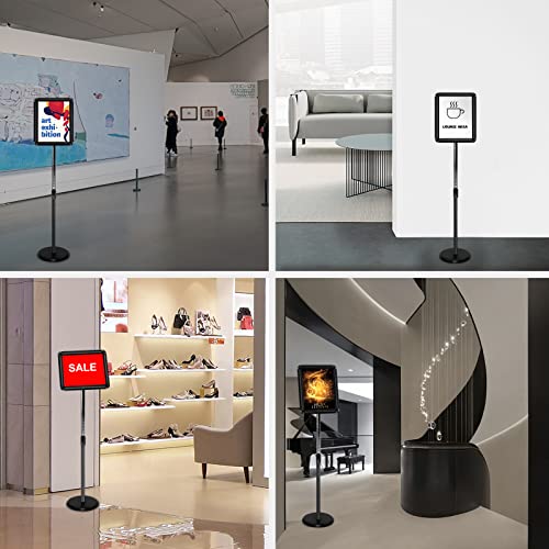 Sczs Floor Sign Stand Adjustable Pedestal Sign Holder Stand, Poster Stand Aluminum Snap Open Frame For 8.5X11 Inches With Heavy Round Base, Both Vertical And Horizontal Sign Displayed (8.5X11Inches( Black,6Pack)) #TOP5