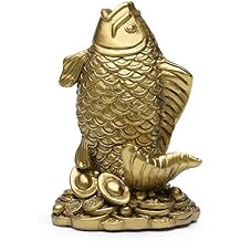BRASSTAR Resin Feng Shui Fish Statue Wealth Carp Treasure Good Fortune Lucky Auspicious Home Office Decor Collection Gift TQZDPT64
