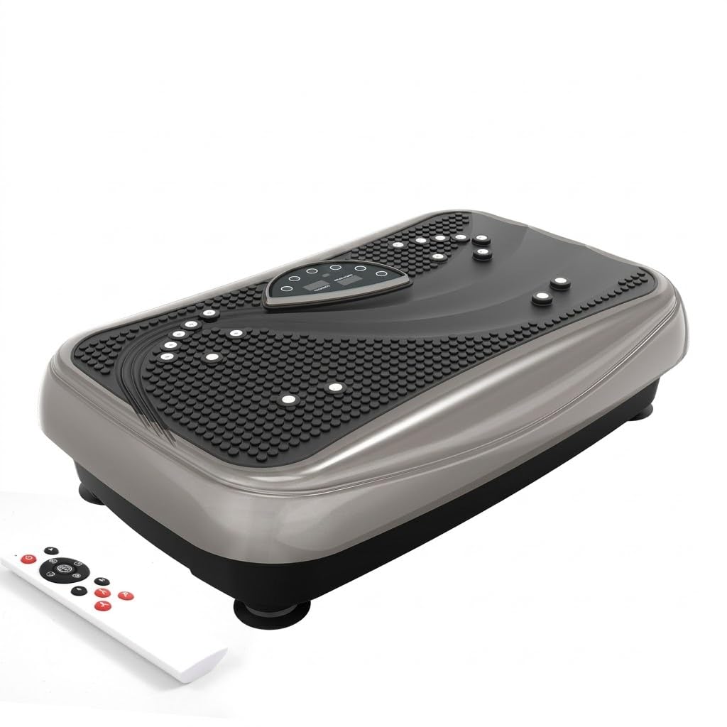 Curved Vibration Plate Exercise Machine, 999 Speeds for Weight Loss, 330 lb | Ultra-Smooth 999 Speeds, LED Display, Pilates Ball & 2 Resistance Bands, 4.7 in Slim, Vibrating Plate for Lymphatic Drainage