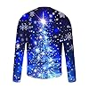 Men's Ugly Christmas Shirt, Xmas Tree T-Shirts Long Sleeve Sweatshirt Crewneck Tee Shirt Snowflakes Tops 3D Funny Christmas Tree Printed Pullover Holiday Casual Loose Tshirts Plus Size S-5XL #2