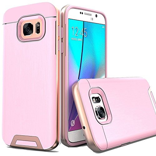 Galaxy S7 Edge Case -- Artech 21 [Dalls Lazer Series] Slim Dual Layers [ Shockproof ] [Drop Proof ] Textured Pattern Anti-Slip Protective Cover Case For Samsung Galaxy S7 Edge -- [Pink/Rose Gold]