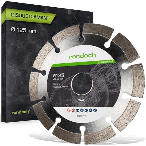 Disque diamant 125 mm professionnel pour Béton, Pierre, Brique, etc. - Disque béton avec hauteur de segment de 10 mm | rendech® Qualité de la marque