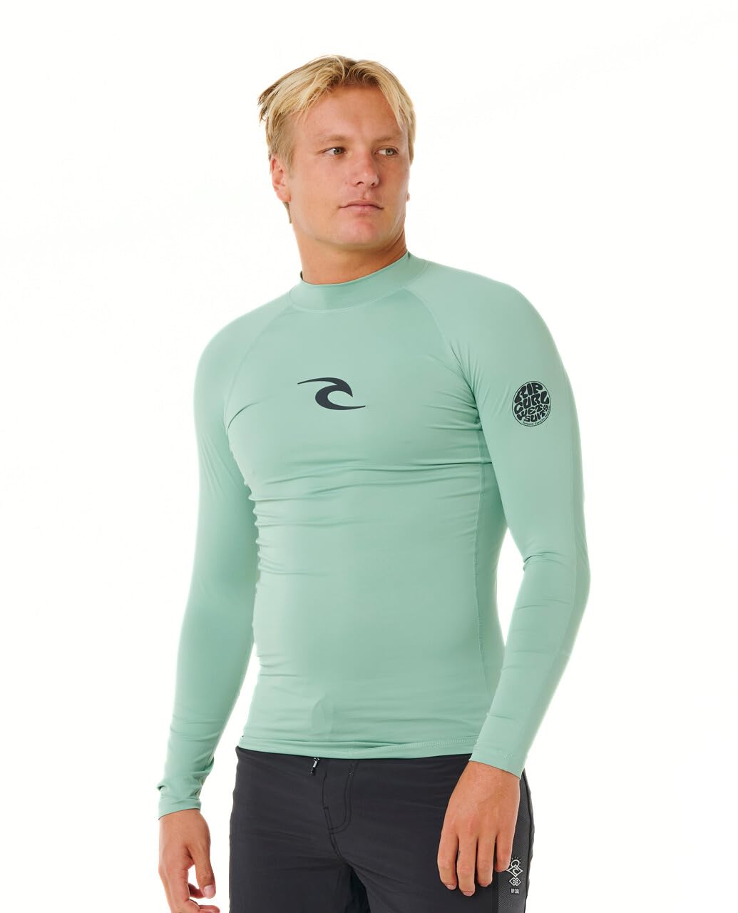 RIP CURL Mens Waves Long Sleeve Rash Vest - Aloe - XL