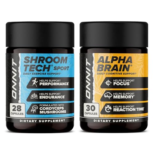 ONNIT Alpha Brain 30ct + Shroom Tech Sport 28ct Bundle Focus & Energy