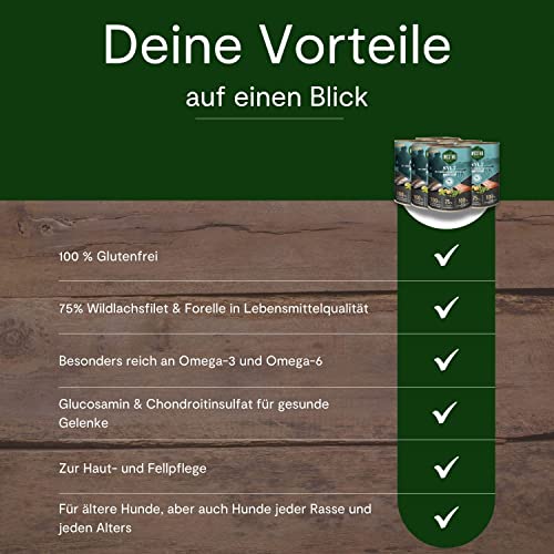 WESTHO Nassfutter Sylt Adult Senior (6 x 800 g) | 75% Wildlachs & Forelle | Getreidefrei | Zum Konditionsaufbau | Zur Haut und Fellpflege | Premium Hundenassfutter