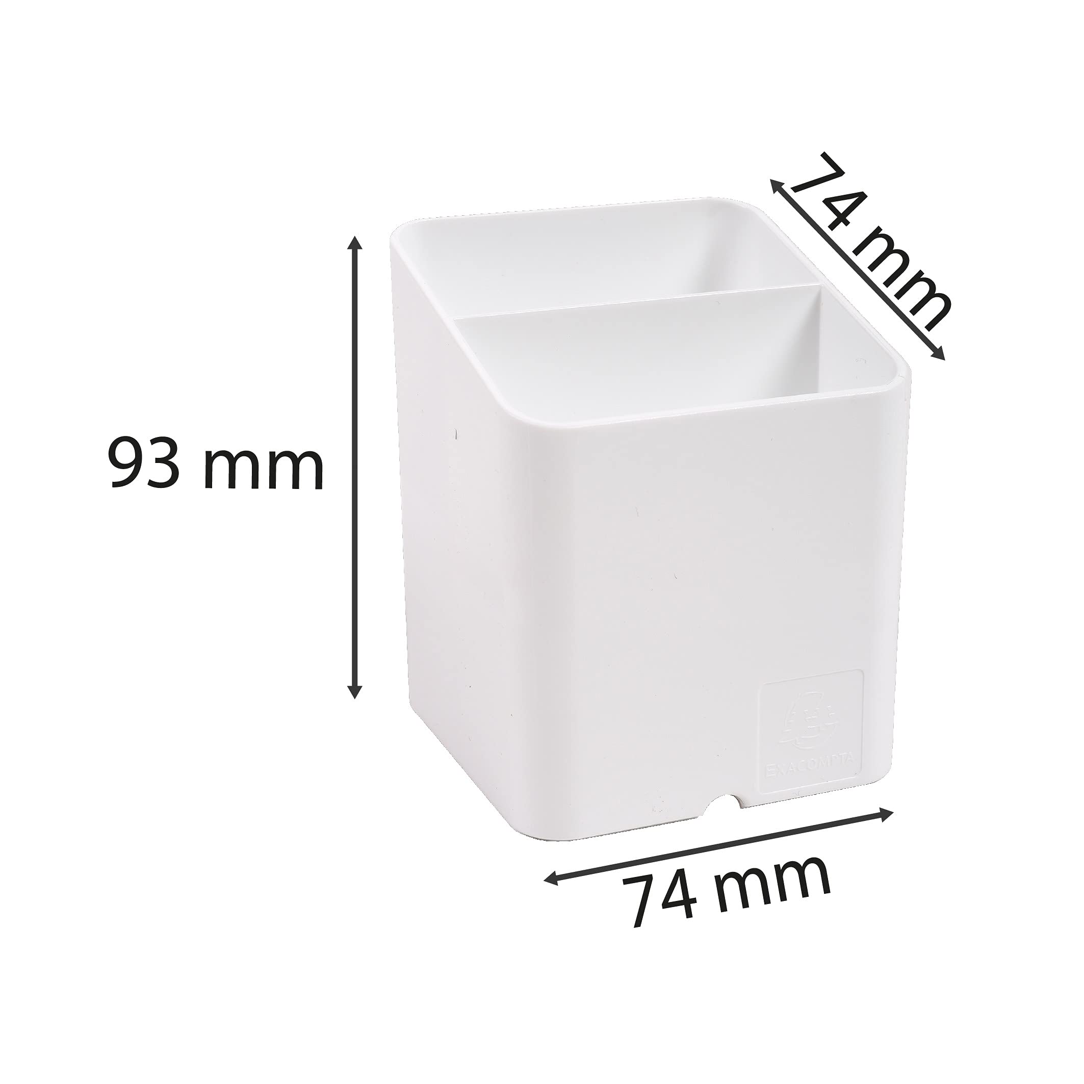 Exacompta - Réf. 67413D - Carton de 5 pots à crayons PEN-CUBE magnétique - 2 compartiments - porte-stylos – pour tableau blanc, réfrigérateur – idéal au bureau, à la maison, à l’école - couleur blanc