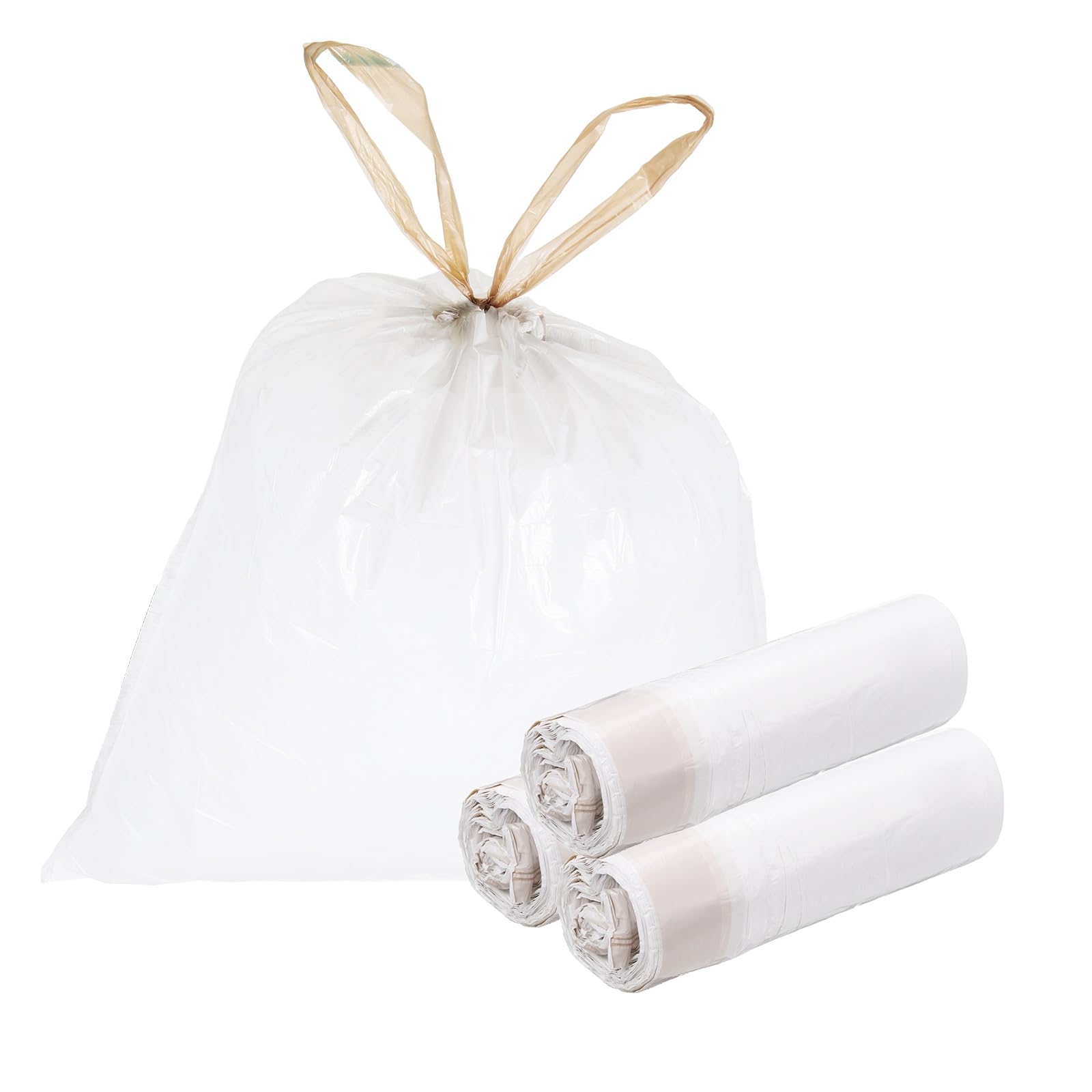 QUARKZMAN 120 Bolsas De Basura Con Cierre De Cordón, 8.7 Galones 24", Bolsas Para Cubo De Basura Sin Aroma, Diseño Anti-Roturas Para Hogar Oficina Cocina Sala, Oro Champán