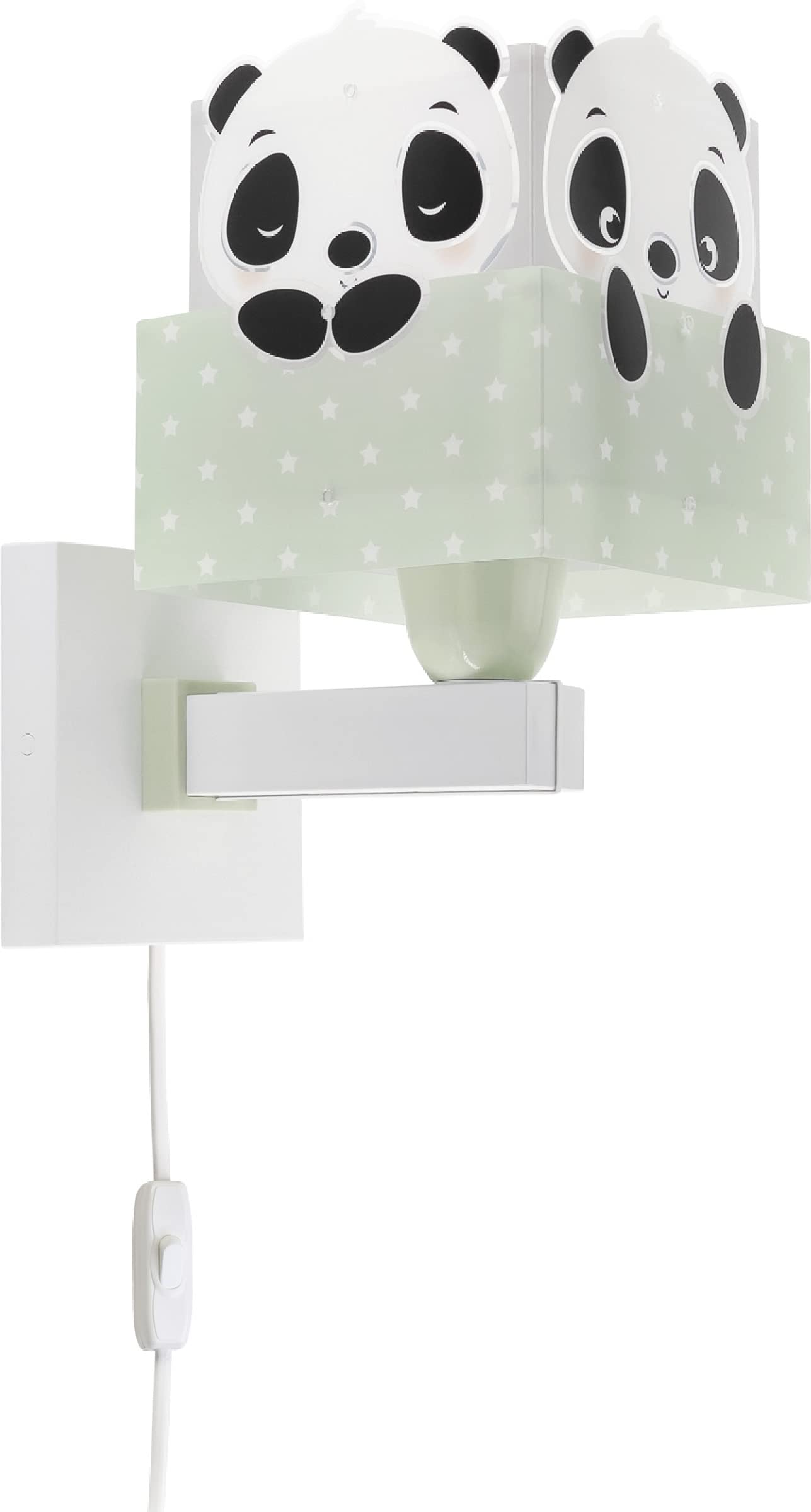 Dalber kinder Wandlampe, Kinderlampe Wandleuchte kinderzimmer Wolken tiere Pandabär Panda Grün, 63169H, E27