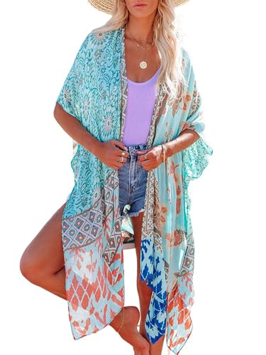 Spicy Sandia Womens Floral Kimono Cardigans Beach Cover Ups Swimsuit