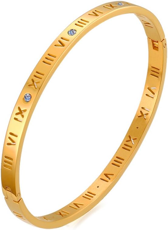 Love Friendship Stainless Steel Roman Numeral Bangle Bracelet Best Gifts Couples Valentine's Day