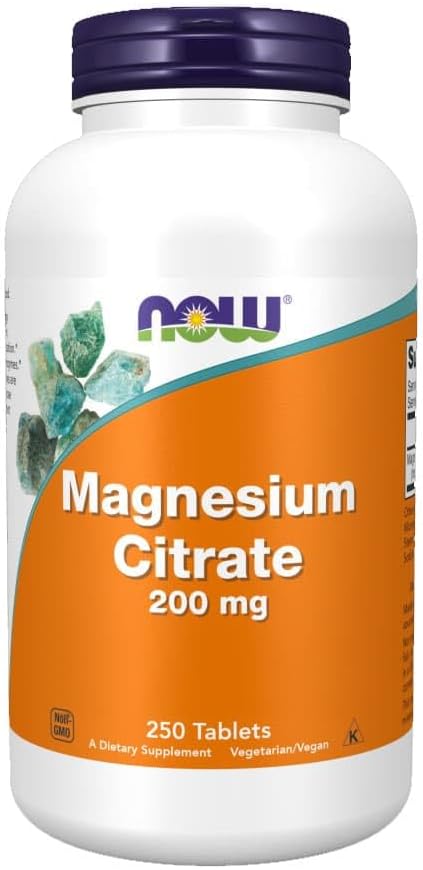 Now Foods , Magnesiumcitraat 200 mg, 250 tabletten