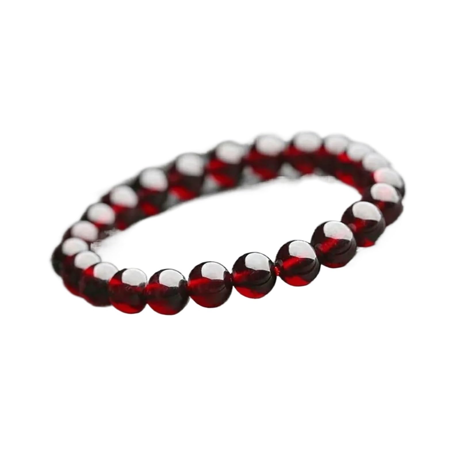 Generico Bracciale con granato rosso naturale Donna Uomo Perline trasparenti elasticizzate Perlina di cristallo rotonda AAAAAA