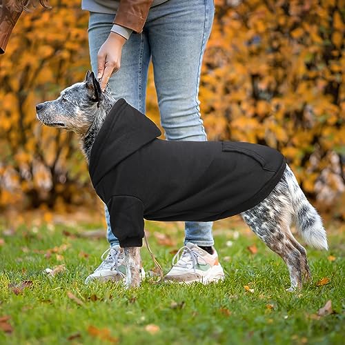 Image of Dog Sweaters for Large Dogs Dog Hoodie Dog Sweater Solid Soft Brushed Fleece Dog Clothes Dog Hoodie Sweatshirt with Pocket(Black-XL)