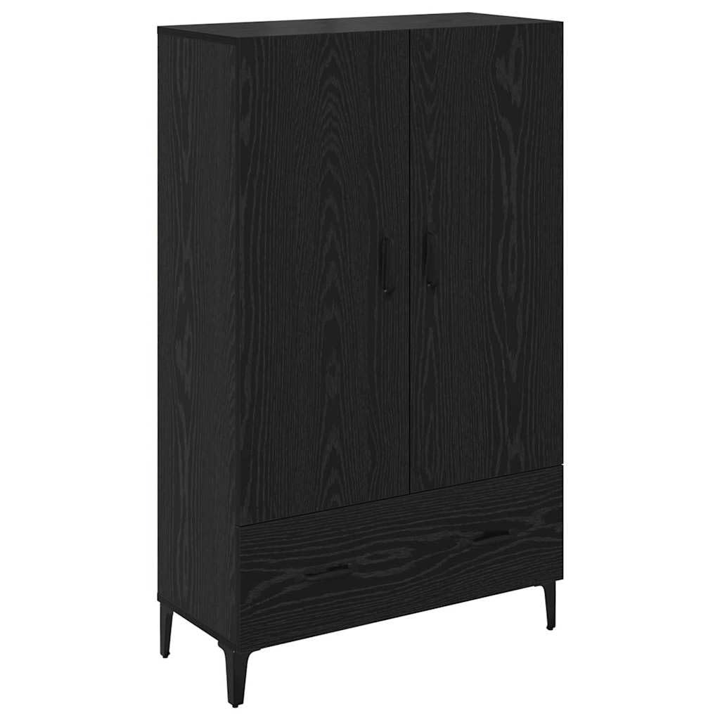 Wysoka szafka z szufladą Czarny Dąb 70 x 31 x 115 cm nowoczesna szafka do salonu z drewna inżynieryjnego pojemna komoda z szufladami do przechowywania