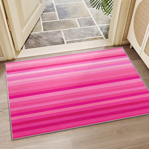 Tapete Hot Pink 2x3 Rayas Moderno Lavable Suave Antideslizante miniatura 6