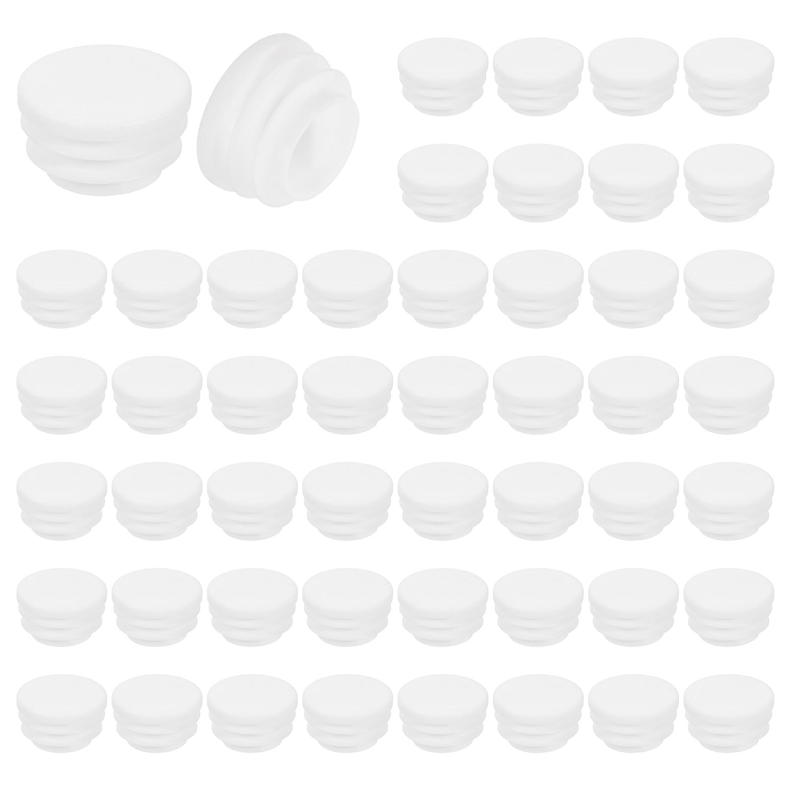sourcing map 50 Pcs Round Plastic Plug, Tubing End Cap Plugs, 24mm(0.94 Inch) Furniture Leg Pipe Insert, Glide Protection for Chair, Sofa, Table, Shelf, White