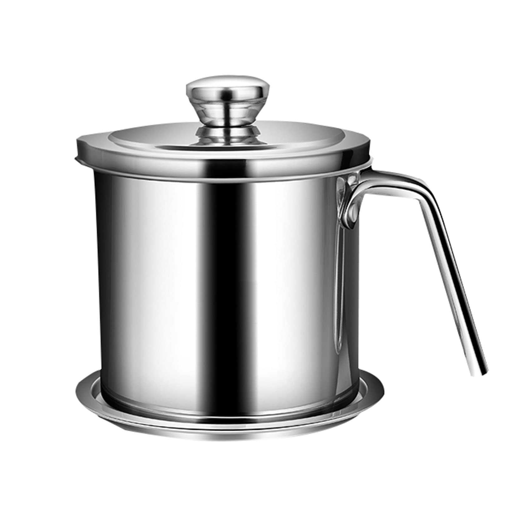 La Grasa De La Olla Del Colador De Aceite Puede 1,3 L De Acero Inoxidable De Acero Inoxidable De Almacenamiento De Aceite Con Colcha De Malla Fina Tapa a Prueba De P Silver-1.3L