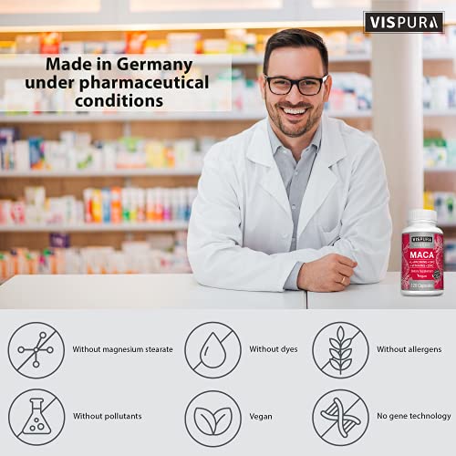 Vispura Maca Root Capsules 5000 Mg + L-Arginine, Vitamins B6 + B12, Opc And Zinc, Energy Boosting Formula* For Men And Women, 120 Vegan Tablets With Organic Maca Peruana Extract #TOP2