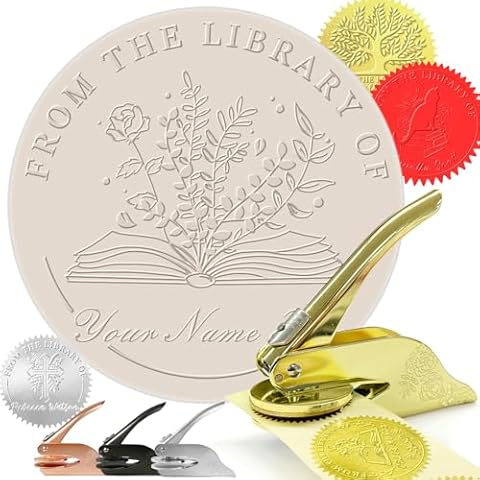 Book Embosser Personalized | Custom Library Embossers with Name | Floral Book Stamp Personalized | from The Library of | Ex Libris | Seal for Book Lovers | Customized Gifts Cover