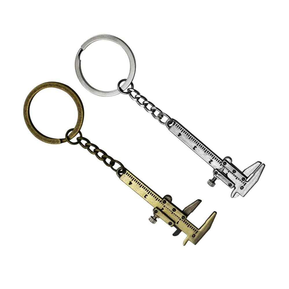 Kovcfon 2 PCS Mini Tool Keychain Vernier Caliper Key Chain Key Ring Pocket Tool Set Mini Camping Gadget Keychain Outdoor Tool Gadget Multitool Gift