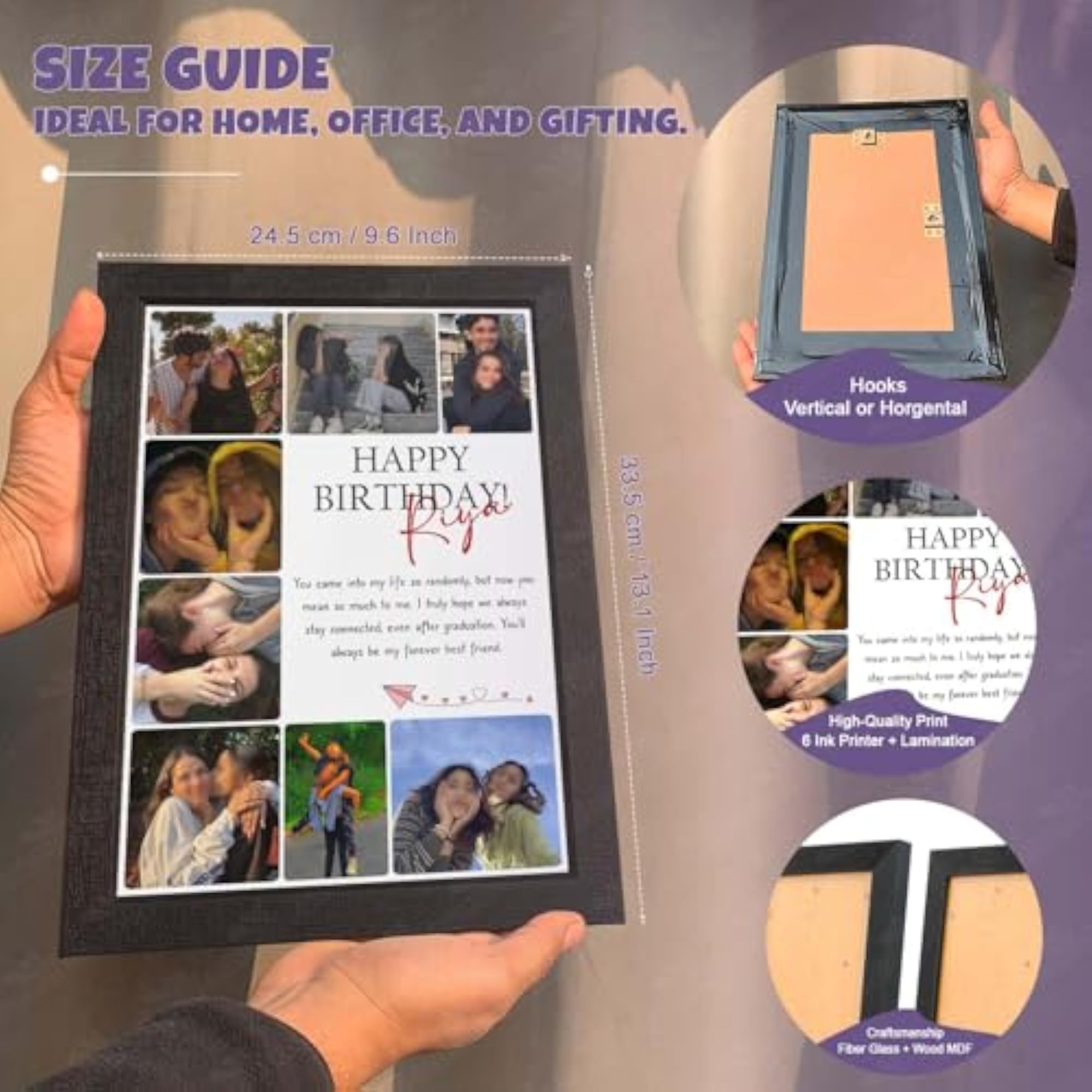 BFF Birthday Collage Photo Frame, Personalised MDF Gift
