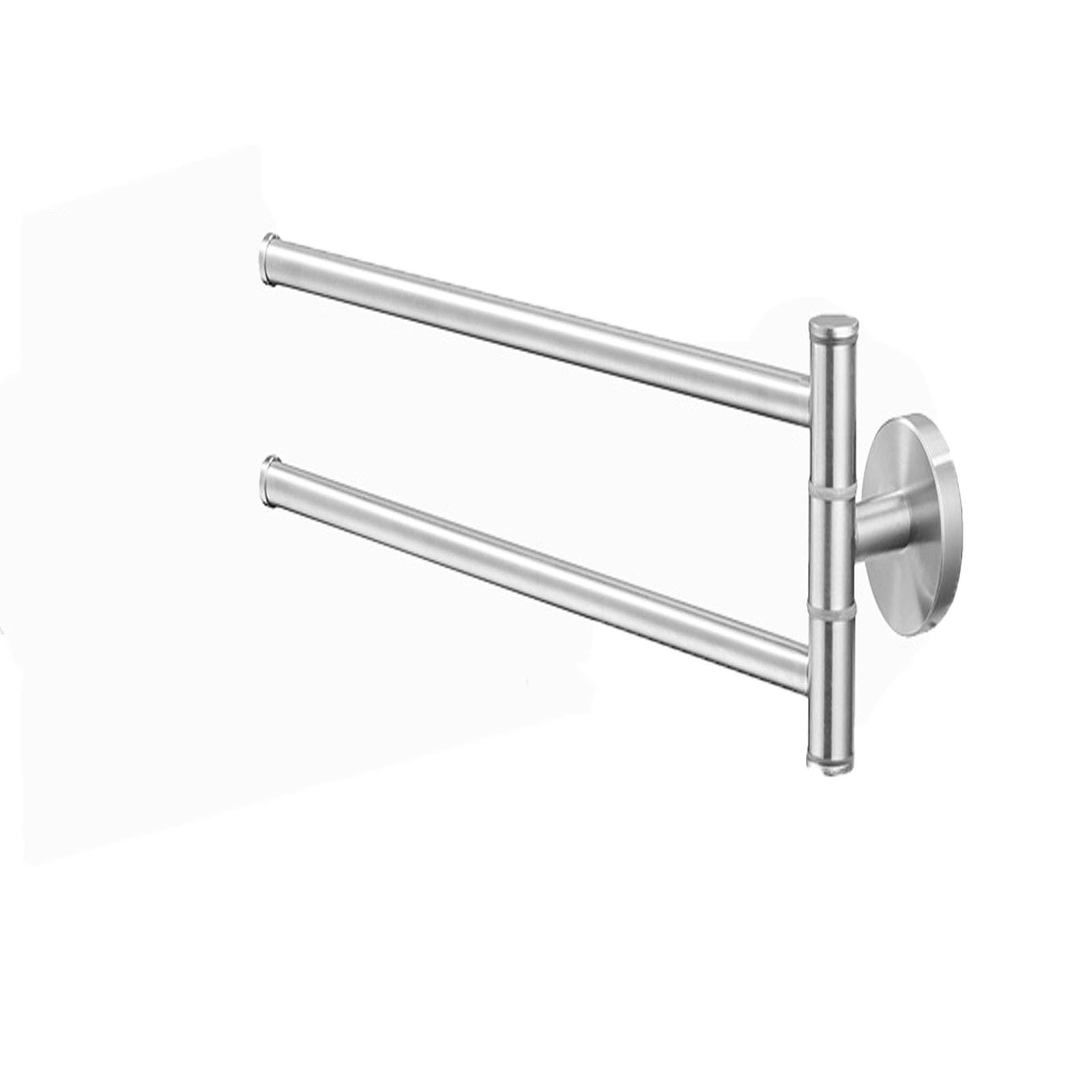 Generic Swivel Towel Rack Thicken Stainless Steel 3-Arm Towel Bar，New Wall-Mounted Shower Shelves Rustproof Swing Out(Single-seat 2-bar)