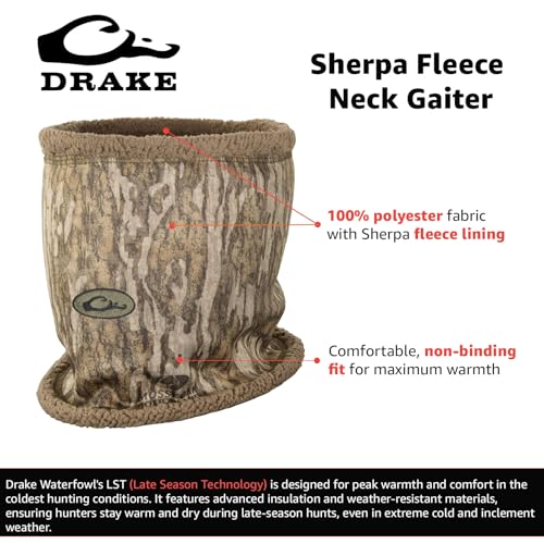 Drake Waterfowl Unisex Sherpa Fleece Neck Gaiter - Warm Durable Non-Binding Cold-Weather Outdoor Hunting Neck Scarf, OSFM2