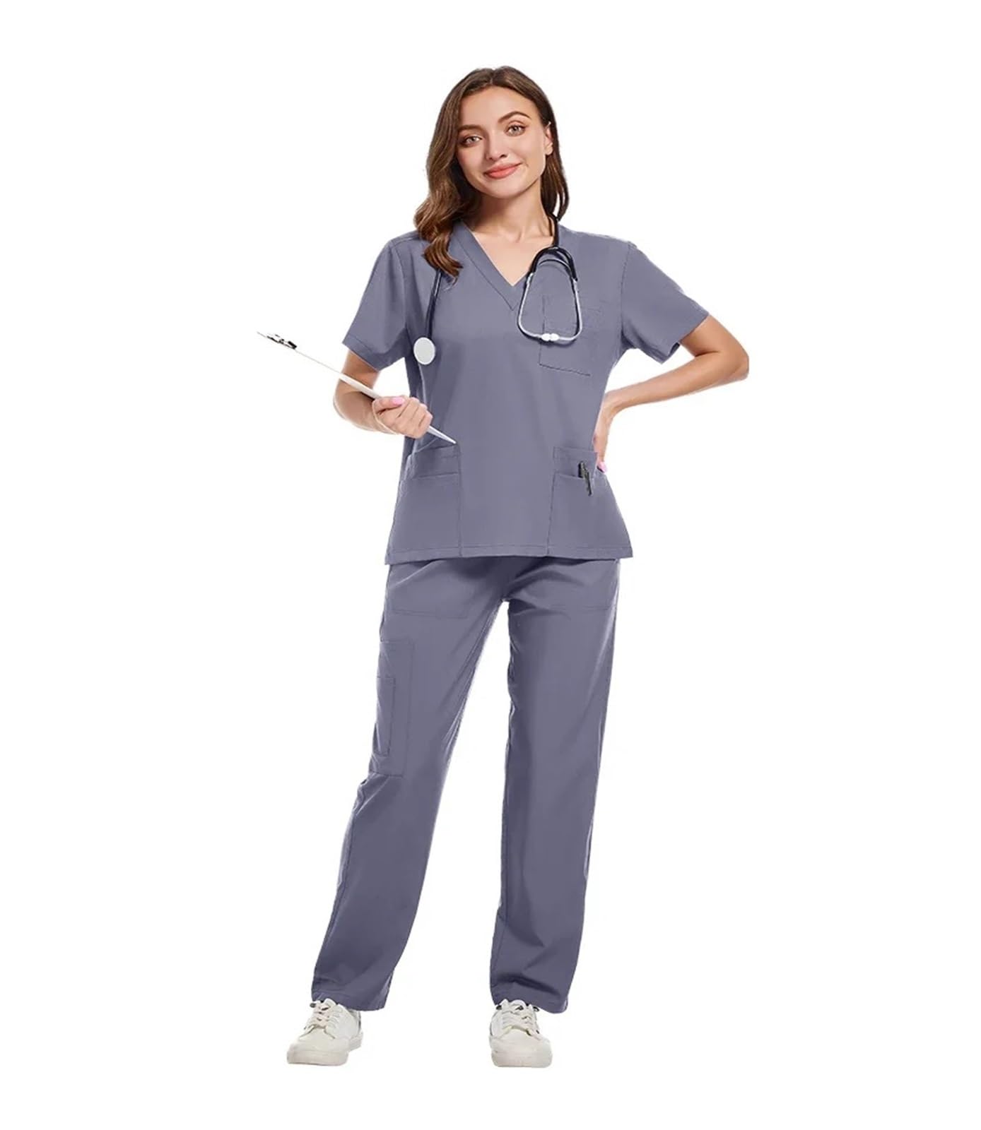 Medizinische Arbeitskleidung Damen Krankenschwester Uniformen Solide Tops Hosen Frau Mann Peeling Hosen Dental Tierarzt Krankenhaus Haustier Klinik Uniform Scrub Sets FüR Beauty Salon Klinik Krankenha