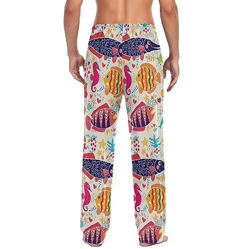 Men's Pajama Pants Straight Trouser Sleep Lounge Pants Sleepwear with Pockets2