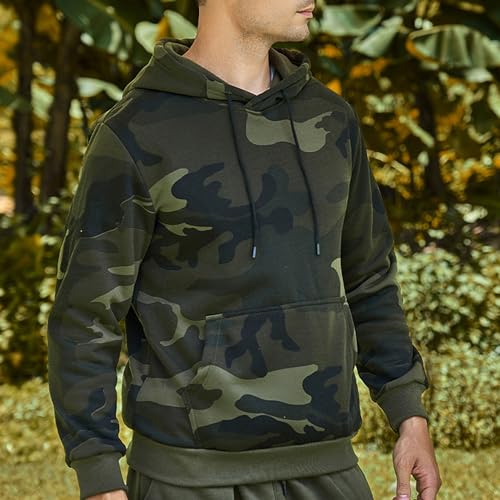 JEShifangjiusu Men'S Pullover Hoodie Blend Fleece Camo Outwear Long Sleeve Contrast Color Military Sweatshirt With Pocket2