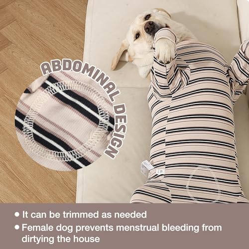 Image of Dog Recovery Suit, Pet Surgery Suits for Female Male, Striped Recovery Shirt Dog Abdominal Wounds Bandages, E-Collar & Cone Alternative, Neuter Stop Licking Onesie Body Suits for Large Dogs