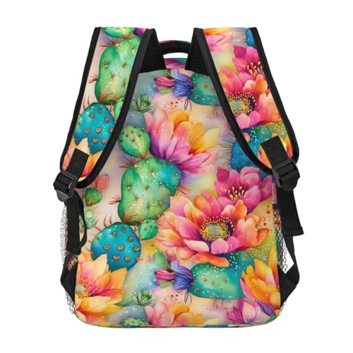 Watercolor Cactus Floral Lightweight Backpack Travel Casual Bags for Women or Men 15.7 Inches4