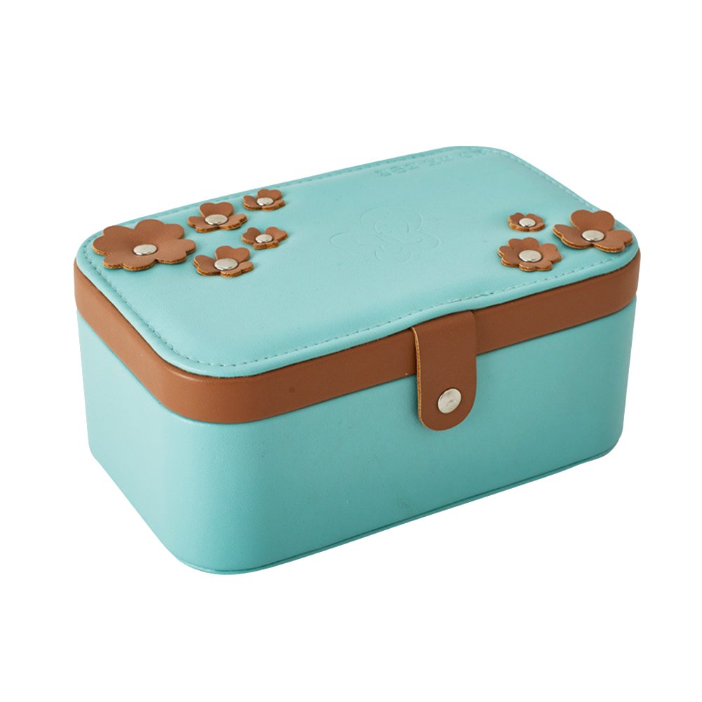 Dylandy Jewellery Box 2 Layer Leather Zippered Storage Organiser Display Removable Portable Travel Case for Earring Ring Bracelet Necklaces Gift Women Girl Multifunction Durable