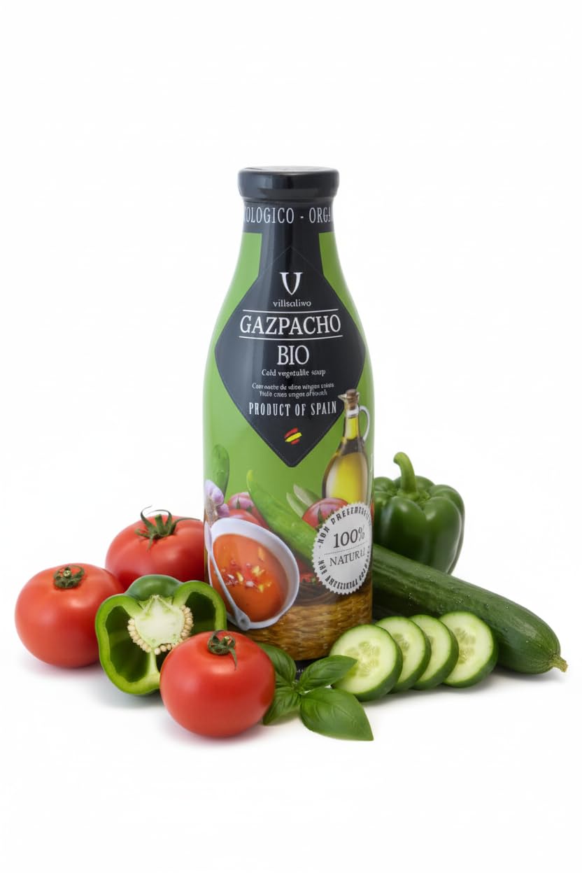 Villaolivo Pack Gazpachos y Salmorejos 1L (6 Botellas) Bio y Tradicional 100% Natural Sin Conservantes