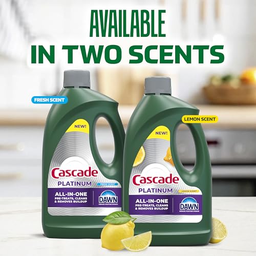 Image of Cascade Platinum Dishwasher Liquid Gel, Dish Soap for Dishwasher With the Grease Fighting Power of Dawn, Fresh Scent, 75oz (Pack of 1)