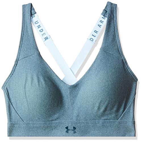 Under Armour Women's Vanish Mid Heathered Sports Bra, Static Blue Fade Head, X-Small