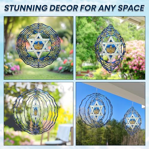 Image of FLAGWIX Star of David Hanukkah Wind Spinner, 12 in Stainless Steel